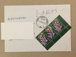 Romania Stationery Circulated Letter Philatelic Cover Stamp Registered Flowers Fleurs Blumen Mantel Clock 2014 - Autres & Non Classés