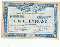 CC De Quimper&Brest-un Franc-1921 - Handelskammer