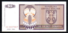 509-Bosnie-Herzegovine Serbie 10 Dinara 1992 AA043 - Bosnien-Herzegowina