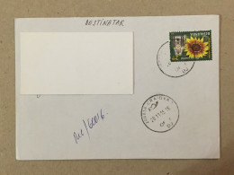Romania Stationery Circulated Letter Philatelic Cover Stamp Registered Flowers Fleurs Mantel Clock 2015 - Altri & Non Classificati