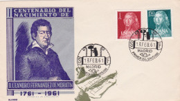 2nd Birth Centenary Of Leandro Fernández De Moratín - 1961 - FDC