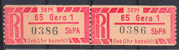 GERA 1 SbPA ** Zusammendhängend Ax  - Labels For Registered Mail