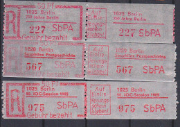 Berlin SbPA ** 750 Jahre, Sozphilex Postgeschichte,   90. IOC-Session 1985 - Labels For Registered Mail