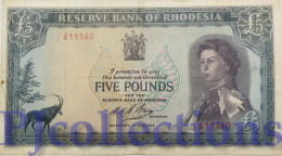 RHODESIA 5 POUND 1966 PICK 29a VF+ RARE - Rhodesië