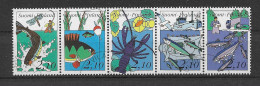 Finnland 1991 Fische Mi.Nr. 1134/38 5er Streifen Gestempelt - Used Stamps