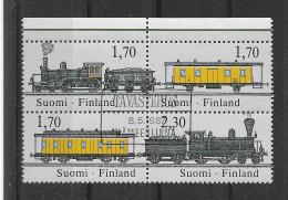 Finnland 1987 Eisenbahn Mi.Nr. 1017/20 4er Block Gestempelt - Gebraucht