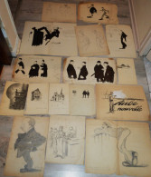 Rare Lot De 14 Dessins Caricatures Originaux Pour Presse Type Le Sillon Années 1900-1910 - Dibujos