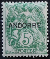 ANDORRE FR 1931 N° 5 NEUF* - 5c Type Blanc - MH - COT. 2.50 € - Neufs