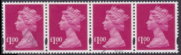 GREAT BRITAIN GB 2007 Machin £1.00 Sc#MH373 Strip4 - USED @Q2553 - Used Stamps