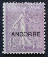 ANDORRE FR 1931 N° 14 NEUF* - 45c Type Semeuse Fd Ligné - MH - COT. 23 € - Neufs