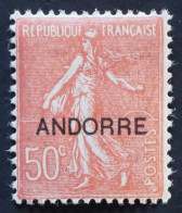 ANDORRE FR 1931 N° 15 NEUF* - 50c Type Semeuse Fd Ligné - MH - COT. 16 € - Ungebraucht