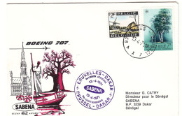 Belgique - Lettre De 1971 - Oblit Bruxelles - 1er Vol SABENA Bruxelles Dakar - - Briefe U. Dokumente