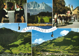 KITZBUHEL, TIROL, MULTIPLE VIEWS, ARCHITECTURE, FOLKLORE, COSTUMES, CARRIAGE, HORSE, CABLE CAR, AUSTRIA, POSTCARD - Kitzbühel