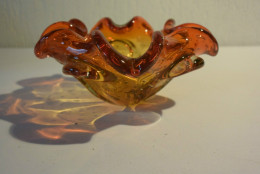 C50 Magnifique Vase Plat En Verre Orange De MURANO Travail Exceptionnel !!! - Vasen