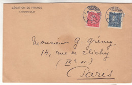 Suède - Lettre De 1926 - Oblit Stockholm - Exp Vers Paris - Légation De France - - Cartas & Documentos