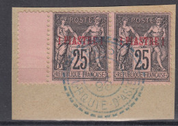 TIMBRE LEVANT SAGE PAIRE N° 4 RARE CACHET PERLE BLEU KERASSUNDE TURQUIE D'ASIE SUR FRAGMENT - Gebraucht