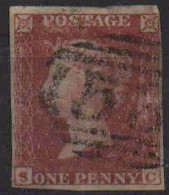 Grande Bretagne 1841 Reine Victoria 1 Penny Rouge Non Dentelé, Oblitéré - Usati