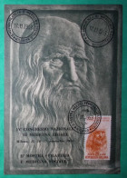 MAX CARD LEONARDO DA VINCI 25 LIRE REPUBLICA ITALIANA CONGRESSO NAZIONALE DI MEDICINA LEGALE 1953 - Maximum Cards