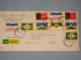 Brasil, 1 Letter Send To Denmark; Many Flags. - Cartas & Documentos