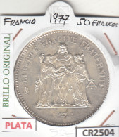 CR2504 MONEDA FRANCIA 50 FRANCOS 1977 PLATA BRILLO ORIGINAL - Andere - Europa