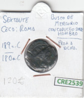 MONEDA ROMANA SEXTANTE ROMA MERCURIO PROA 189-180 AC - Republic (280 BC To 27 BC)