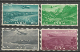 INDIA CORREO AEREO YVERT NUM. 3/6 * SERIE COMPLETA CON FIJASELLOS - Airmail