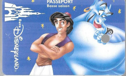 PASS--EURODISNEYLAND-ALADDIN- V°N° VGS SE 00090-GRATUIT EMPLOYE Apres 12H-Trou Origine TBE/RARE - Pasaportes Disney