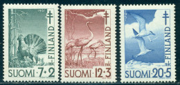 1951 Birds,capercaillie,common Crane,The Caspian Tern,Finland,396 ,MNH - Gru & Uccelli Trampolieri