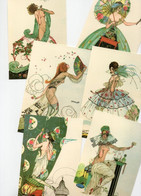 SERIE DE 6 CARTES FEMMES PAR BRUNELLESCHI TRÉS BELLE ANIMATION REIMPRESSION DE CARTES ANCIENNES 9X14 - Brunelleschi