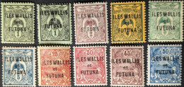 9 'Variété' N°1a,2a,3a,4a,12a,18a,21a,22a,24a* Variété, 'wa' De Wallis étroit - Ungebraucht