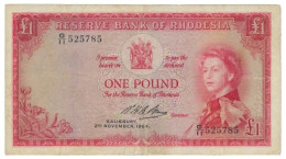 RHODESIA - 1 Pound - 2.11.1964 - Pick 25 - RRRRRRRRRR - Queen Elizabeth II - Rhodesien