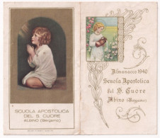 Calendarietto - Scuola Apostolica Del S.cuore  - Albino - Bergamo - Anno 1940 - Tamaño Pequeño : 1921-40
