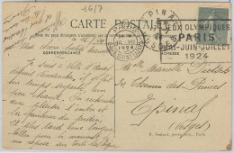 51236 - FRANCE - POSTAL HISTORY - 1924 Olympic Postmark On Postcard DURING GAMES - Estate 1924: Paris