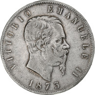 Italie, Vittorio Emanuele II, 5 Lire, 1873, Milan, Argent, TB+, KM:8.3 - 1861-1878 : Victor Emmanuel II