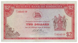 RHODESIA - 2 Dollars - 10.1.1974 - Pick 31.h - Serie K/79 - Queen Elizabeth II - Rhodesië