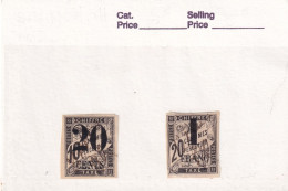 France Colonie Cochinchine Timbres De Greffe 20 Centimes Et 1 Franc Sur 10 Et 20 Centimes Taxe - Usati