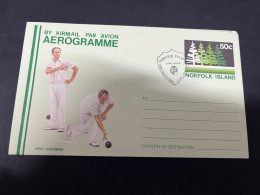 15-2-2024 (4 X 19) Norfolk Island FDC 1987 - Aerogramme Bowling - Norfolk Island