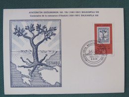 Turkey 1981 FDC Card Stamp On Stamp Ataturk Tree Map - Briefe U. Dokumente