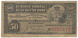 CUBA - 50 Centavos - 15.05.1896 - Pick: 46.a - El Banco Español De La Isla De Cuba - Kuba