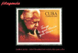 CUBA MINT. 2002-12 CENTENARIO DEL POETA NACIONAL NICOLÁS GUILLÉN - Nuevos