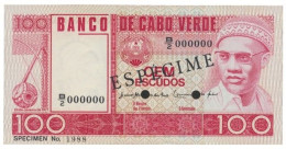 CAPE VERDE - 100 ESCUDOS - 20.01.1977 - Pick 54.s2 - Unc. - ESPÉCIME In BLACK - Cape Verde