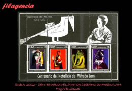 CUBA MINT. 2002-25 CENTENARIO DEL PINTOR CUBANO WIFREDO LAM. HOJA BLOQUE - Nuevos