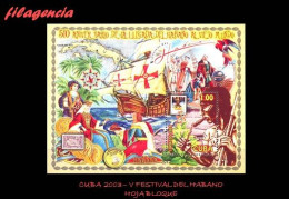 CUBA MINT. 2003-04 V FESTIVAL DEL HABANO. 150 AÑOS DE LA LLEGADA DEL HABANO A EUROPA. HOJA BLOQUE - Nuevos
