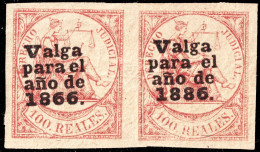 ESPAGNE / ESPANA - COLONIAS (Cuba) 1866 "Derecho Judicial" Error De Sobrecarga "1886" En Pareja Con El Normal - Nuevo* - Cuba (1874-1898)