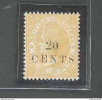 1888 BRITISH HONDURAS, Stanley Gibbons N. 29 - 20 Cent On 6d. Yellow - MLH* - Other & Unclassified