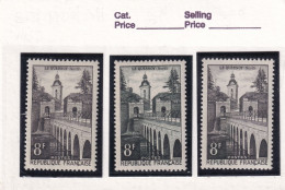 Variété France 1957 N° 1105 (Maury 1105a) Noir Au Lieu De Vert Foncé X 2 Exemplaires + Normal Neufs ** - Unused Stamps