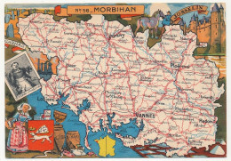 CPSM - MORBIHAN - Carte Du Département Du Morbihan - Blondel La Rougery édit. - 1945 - Sonstige & Ohne Zuordnung