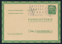 Bund Ganzsache FP 6 A Funklotterie Werbestempel Kieler Woche 1958 - Cartes Postales - Oblitérées
