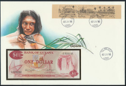 Geldschein Banknote Banknotenbriefef Guyana 1 Dollar Exotisches Motiv Jagd 1985 - Sonstige & Ohne Zuordnung