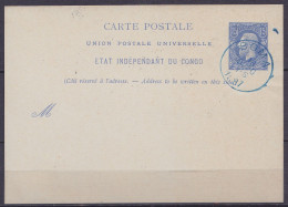 Etat Indépendant Du Congo - EP CP 15c Bleu (type N°2) Oblit. Bleue BOMA /18 OCTO 1887 - Interi Postali